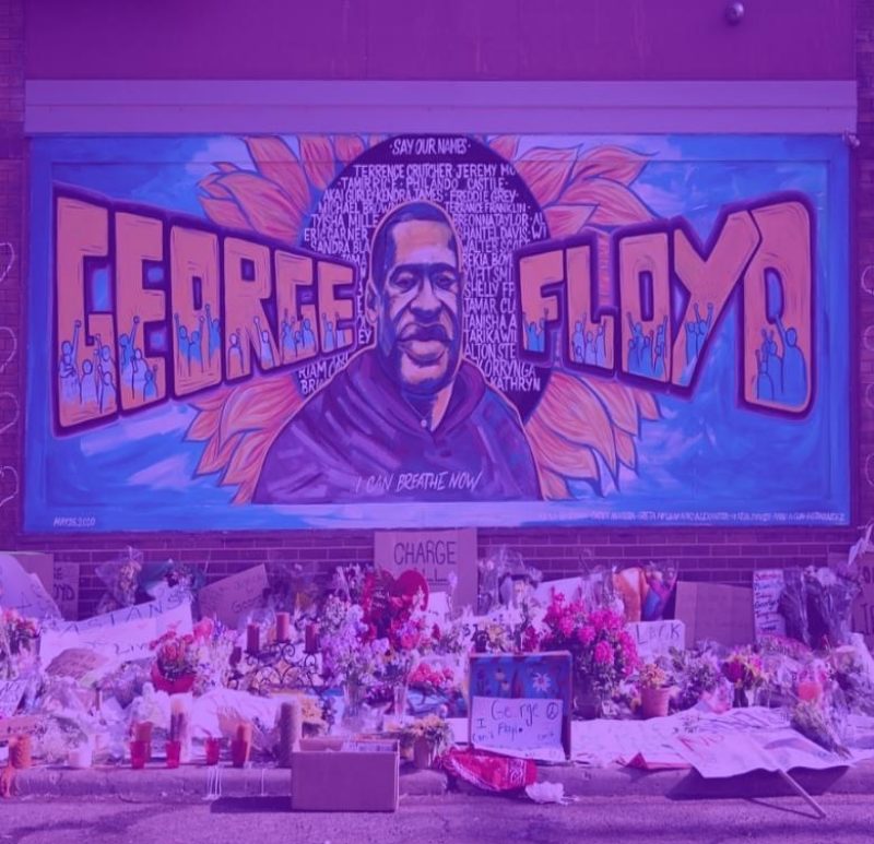 Mural of George Floyd Shaded Purple