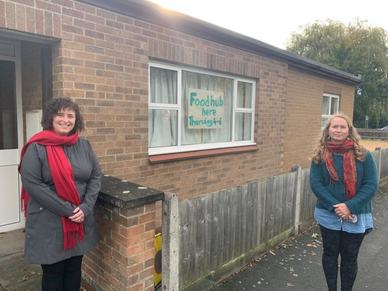 Cllrs Anna Smith and Rosy Moore outside the Coleridge Food Hub