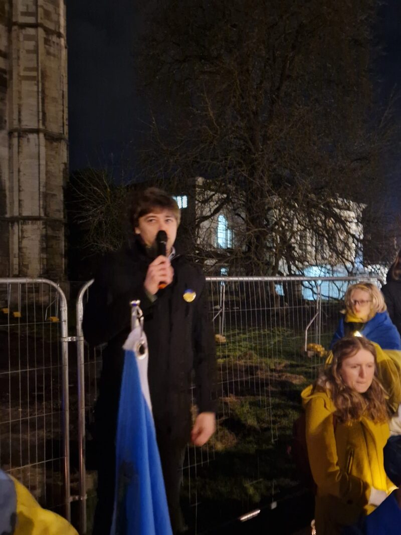 Cameron speaking at the Vigil